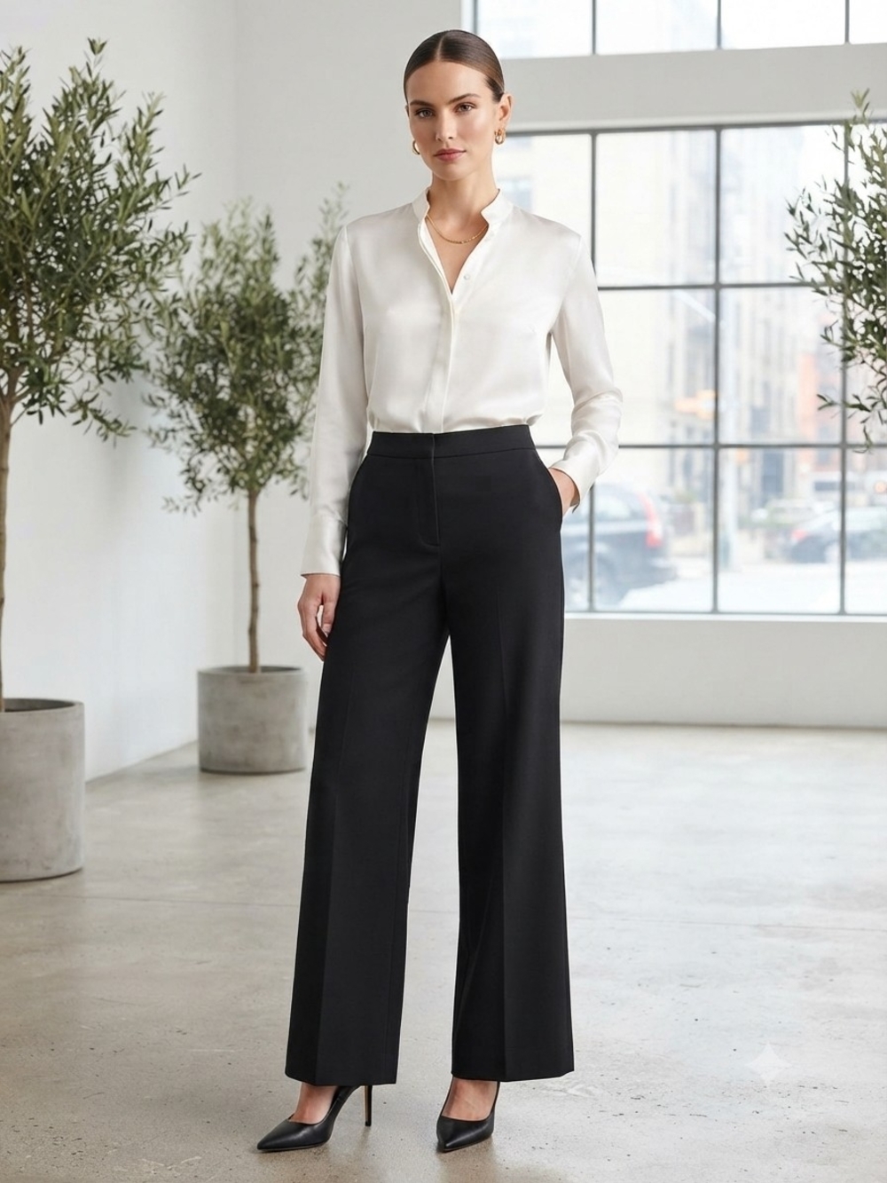 Banana Republic Black Wide-Leg Tailored Pants